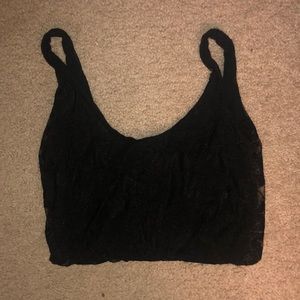 Cropped lacy black tank top